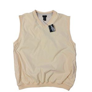 Izod Golf NWT Mens Large Sleeveless Yellow V Neck Pullover Windbreaker Pockets